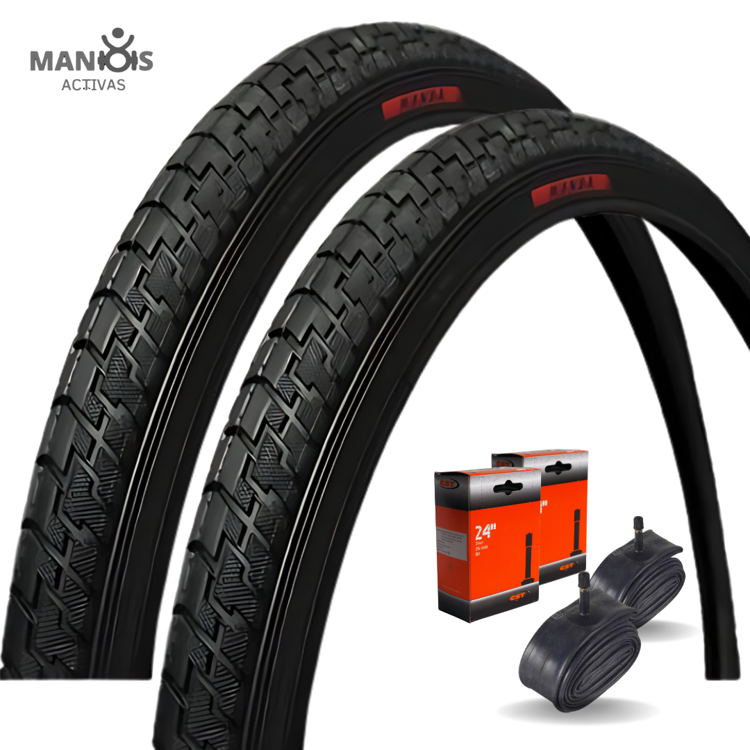 Llantas traseras 2pz marca Wanda R24x 1-3/8 neumatica c/ camaras
