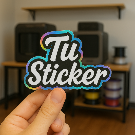 Stickers Personalizados Corte al Contorno en Vinil Orográfico Brillante