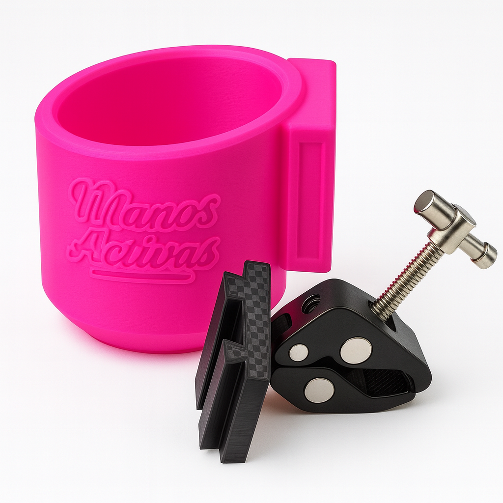 Portavasos para Silla de Ruedas “Manos Activas” con Abrazadera de Aluminio – para Termos y Cilindros