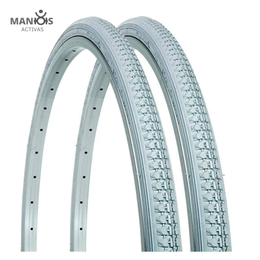 Llantas traseras grises 2pz marca kenda R24x 1-3/8 ￼neumatica c/ camaras