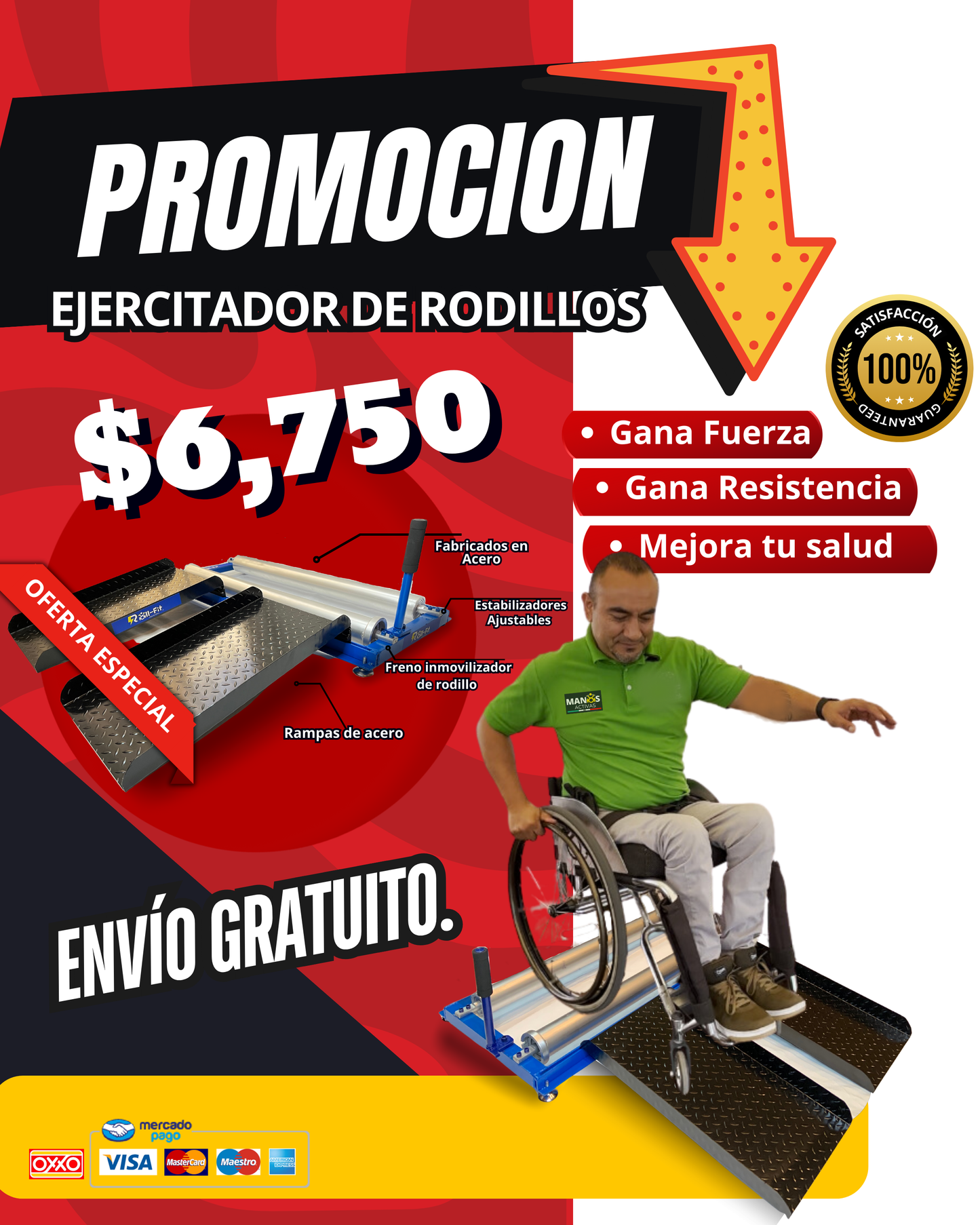 Ejercitadador Roll-fit para sillas de ruedas