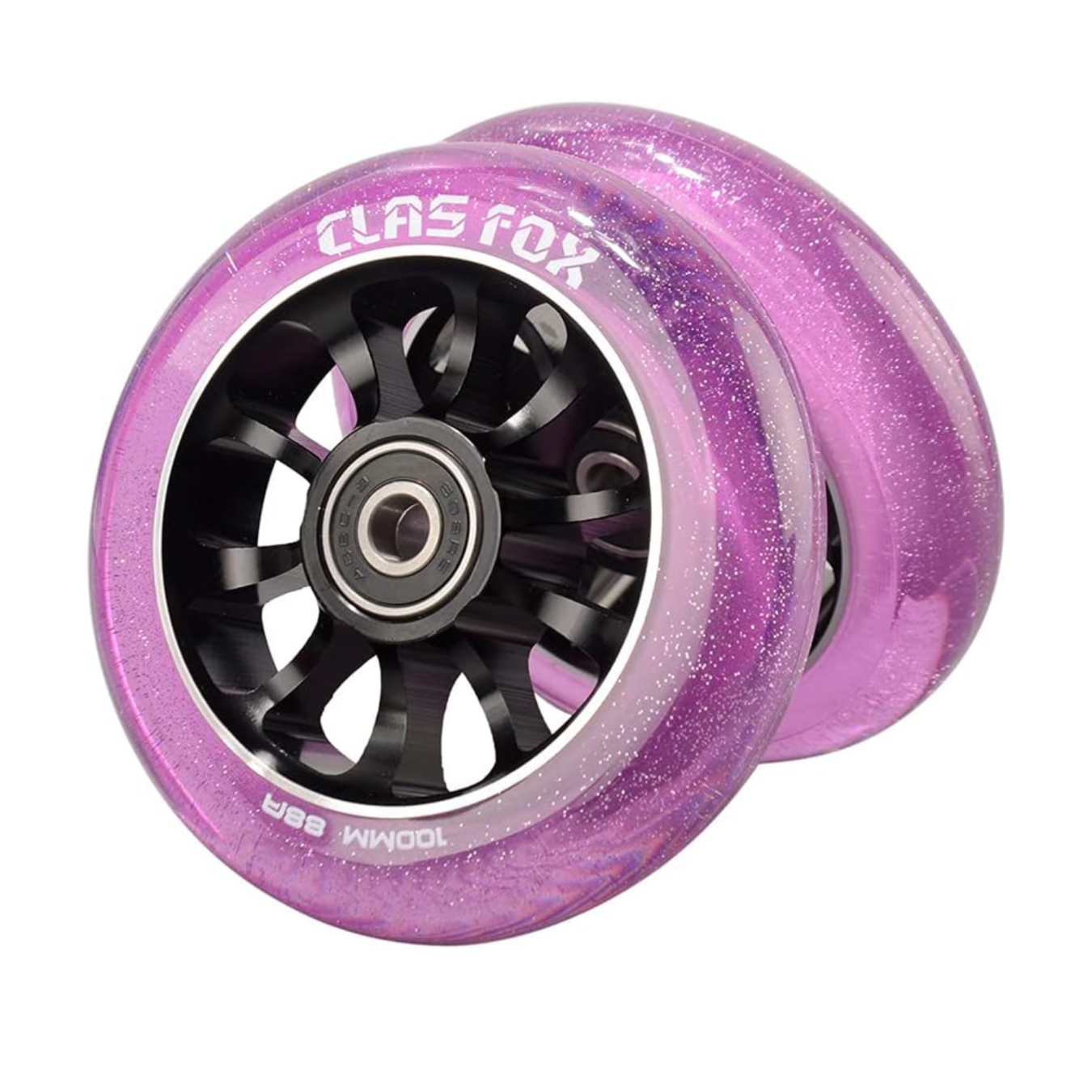 Llantas caster glitter morado interior de aluminio 4”
