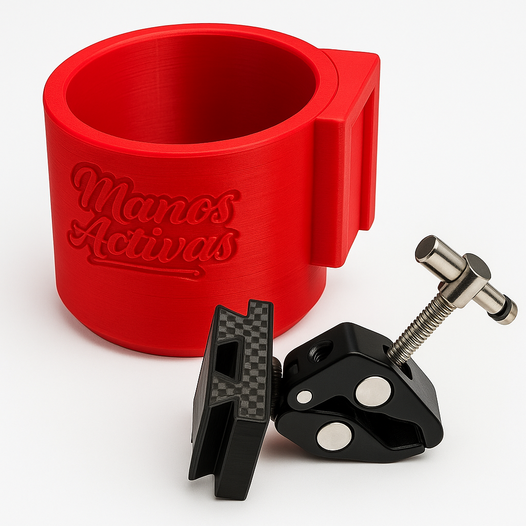 Portavasos para Silla de Ruedas “Manos Activas” con Abrazadera de Aluminio – para Termos y Cilindros