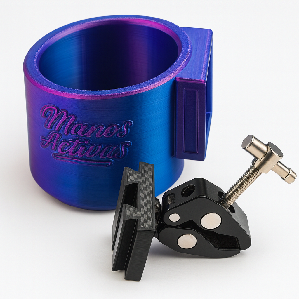 Portavasos para Silla de Ruedas “Manos Activas” con Abrazadera de Aluminio – para Termos y Cilindros