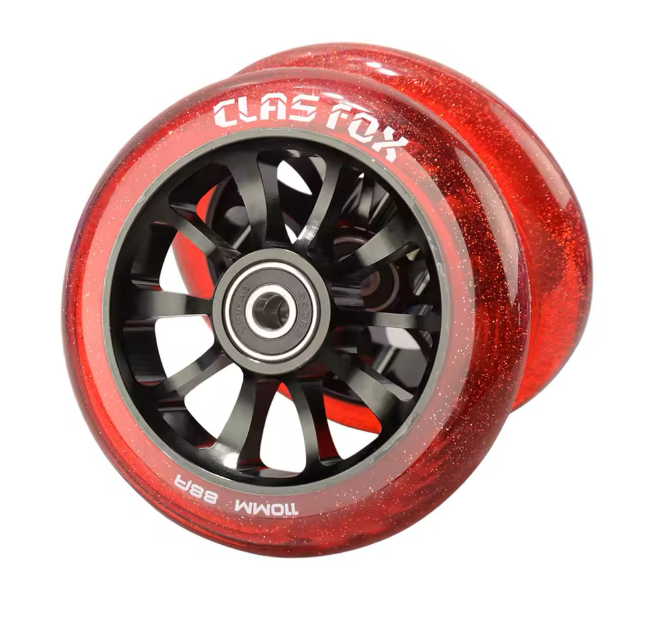 Llantas caster glitter Rojo interior de aluminio 4”