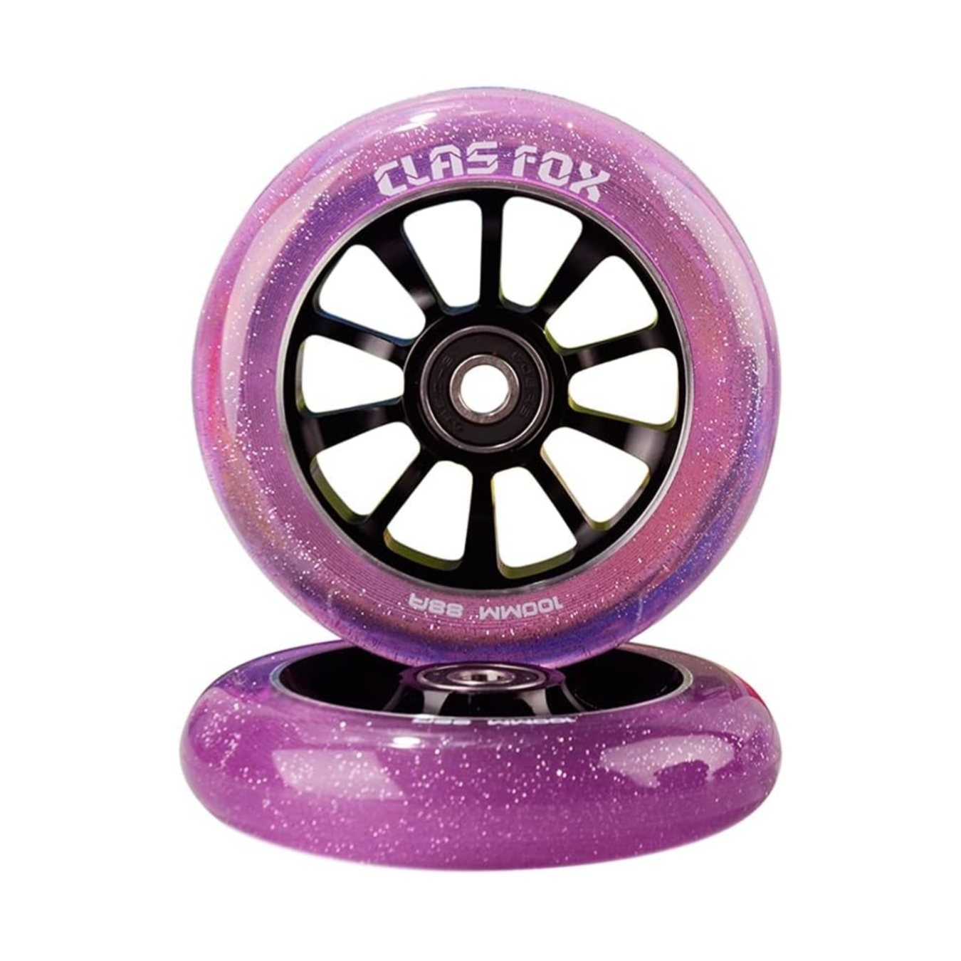 Llantas caster glitter morado interior de aluminio 4”