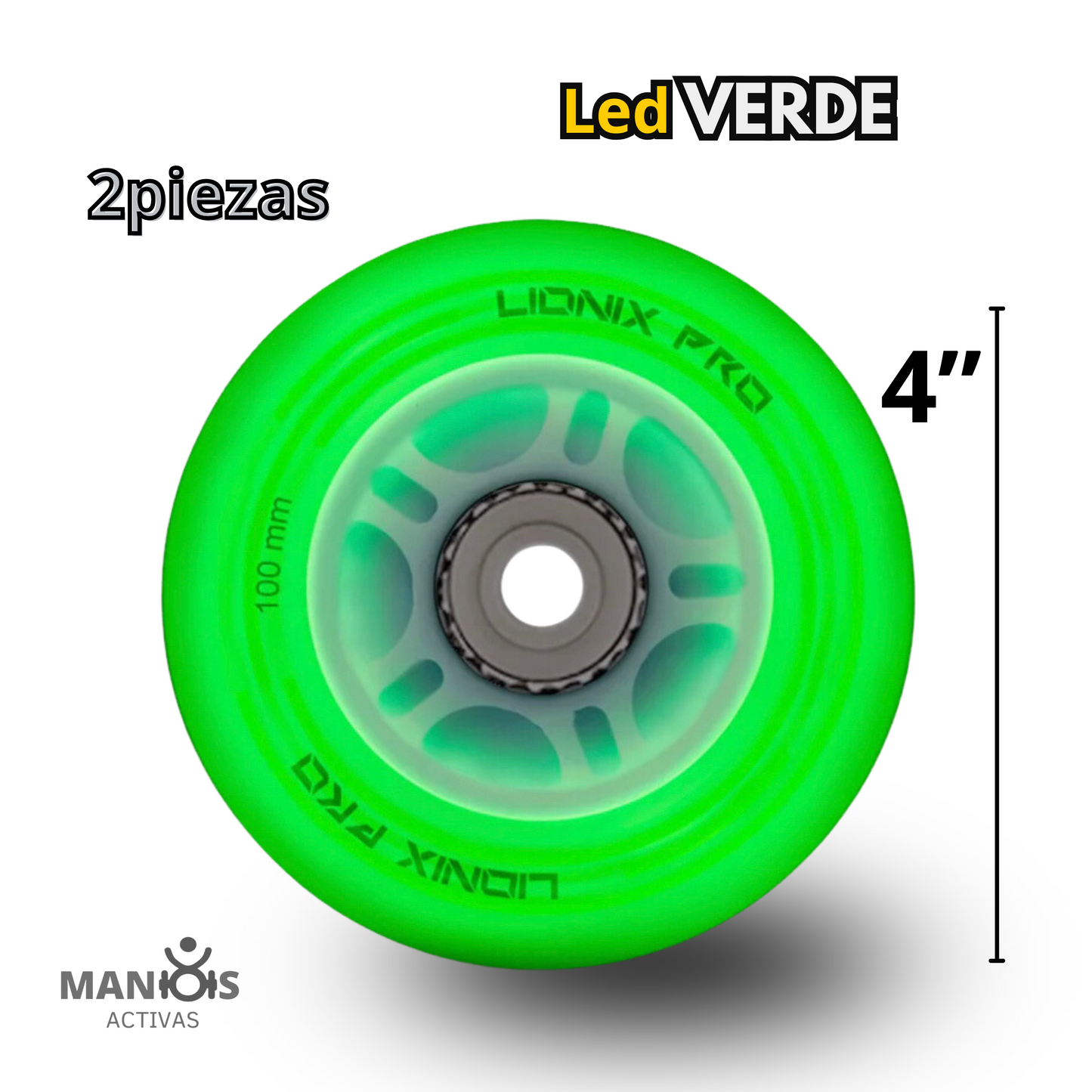 Llantas led color verde 2 pz