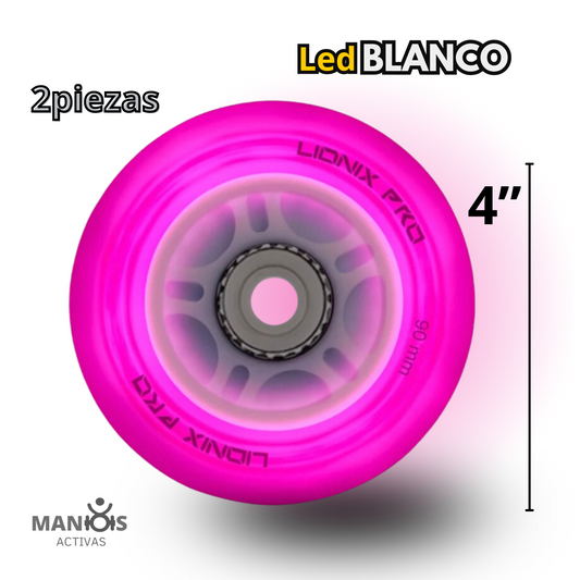 Llantas led color rosa 2pz