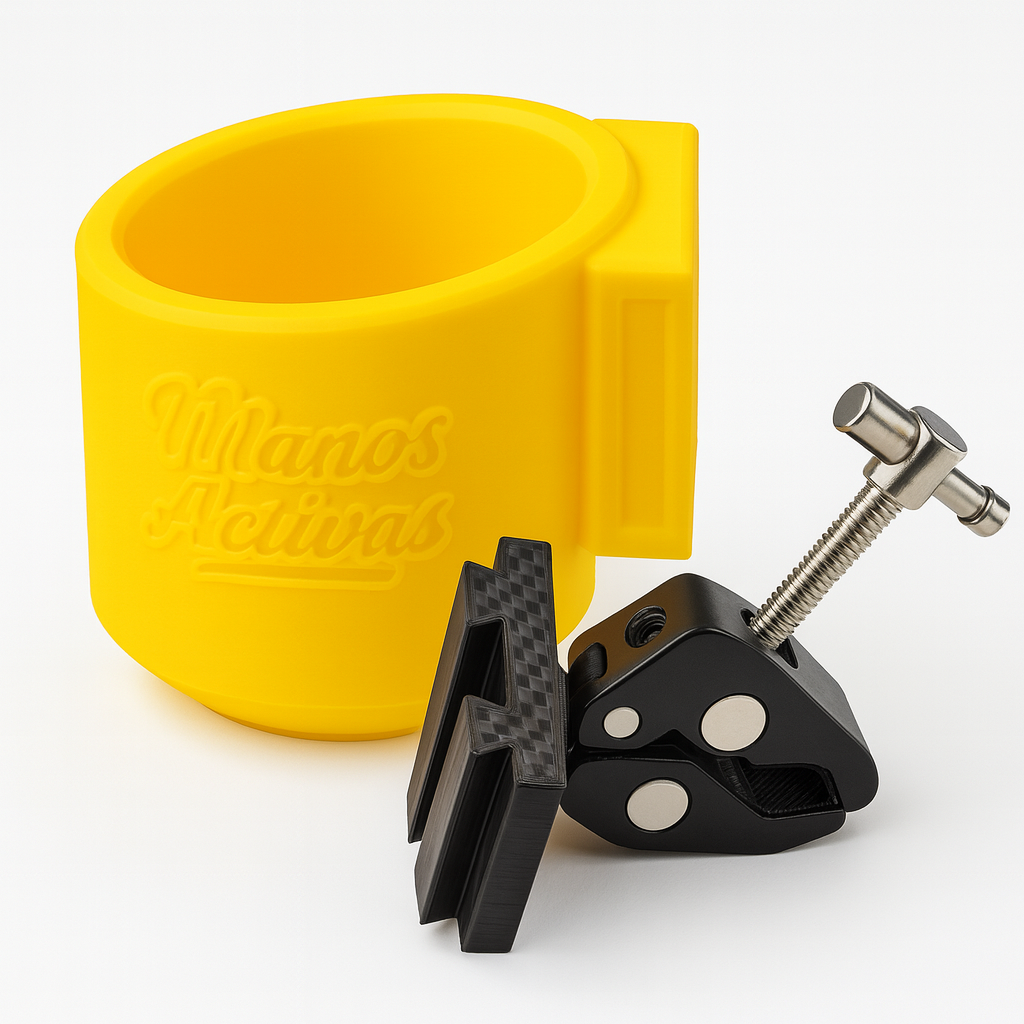 Portavasos para Silla de Ruedas “Manos Activas” con Abrazadera de Aluminio – para Termos y Cilindros