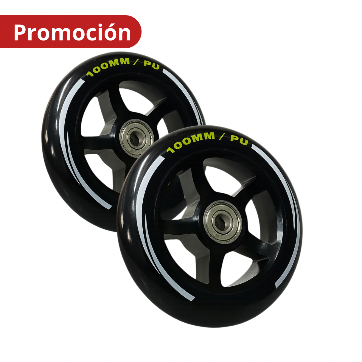 Llantas 100mm Negra con Rin de Aluminio – Máxima Durabilidad